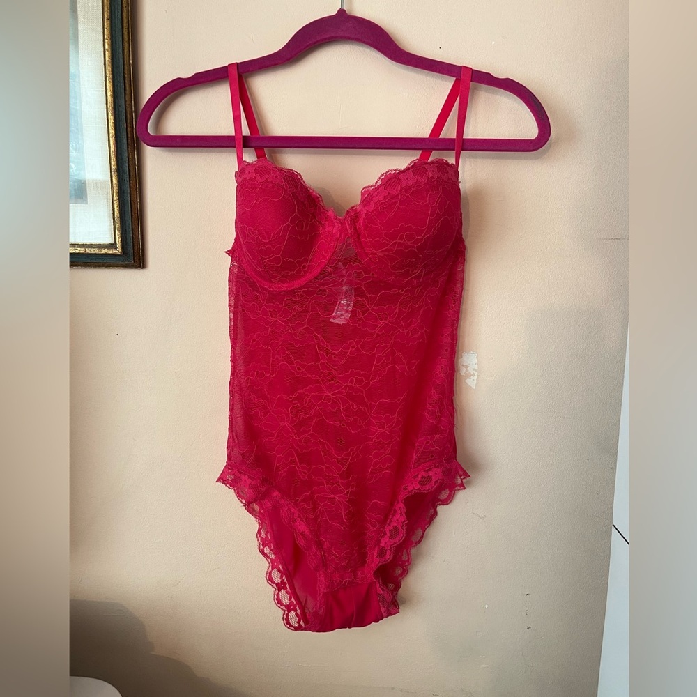 Secret Possessions pink lace bodysuit